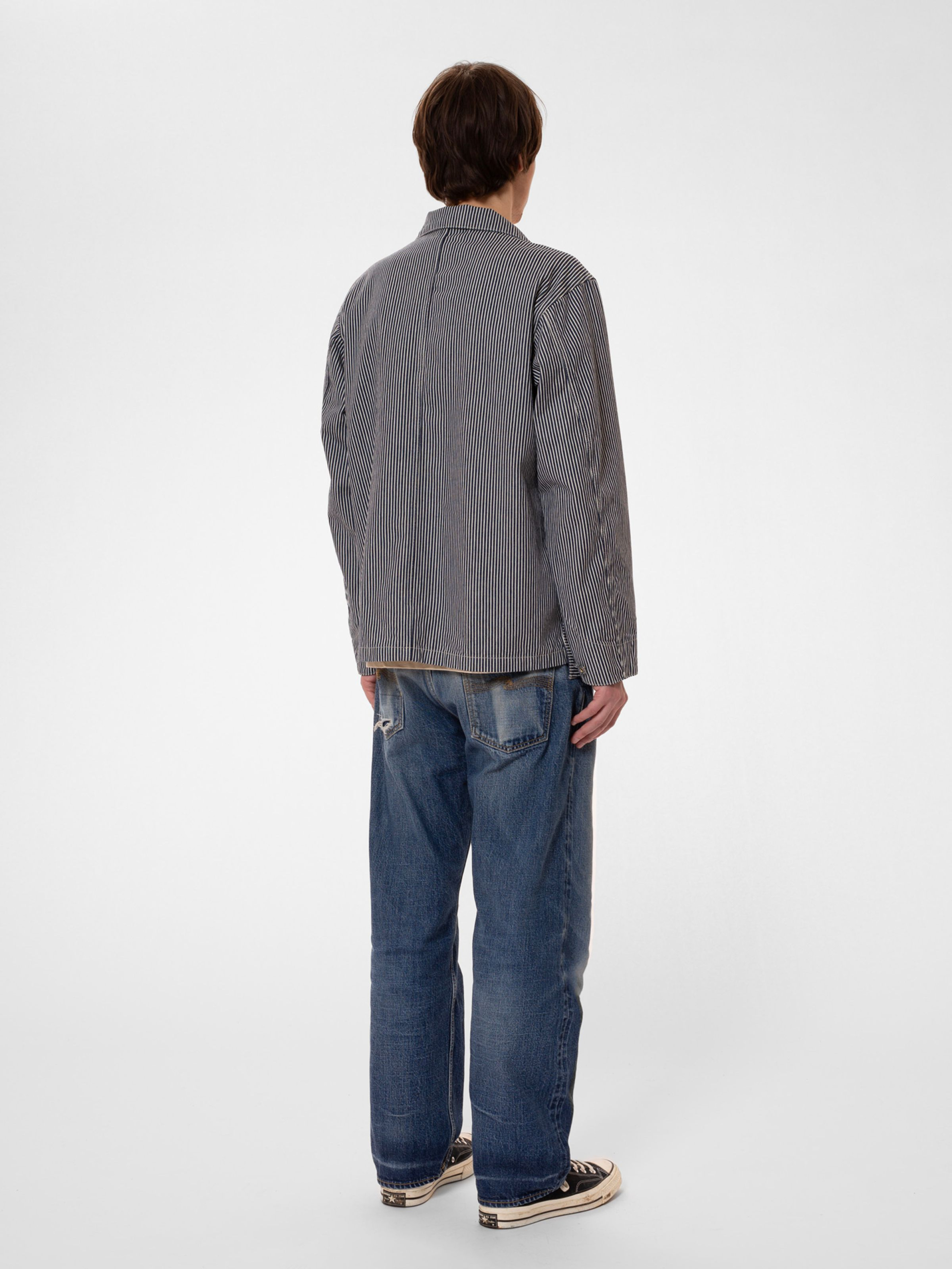 【HOWIE 】HOWIE tailored jacket(stripe) HOWIE HICKORY CHORE JACKET BLUE / OFFWHITE – 707
