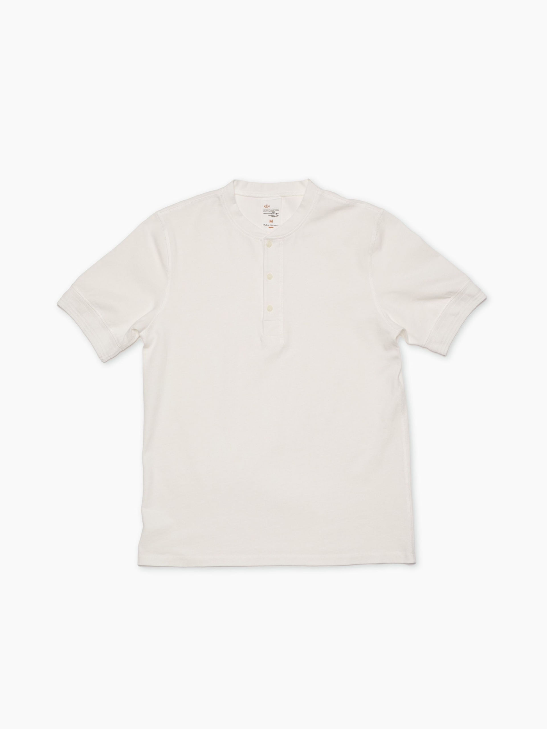 NUDIE JEANS Short Sleeve Henley T-Shirt Offwhite Prime Timers