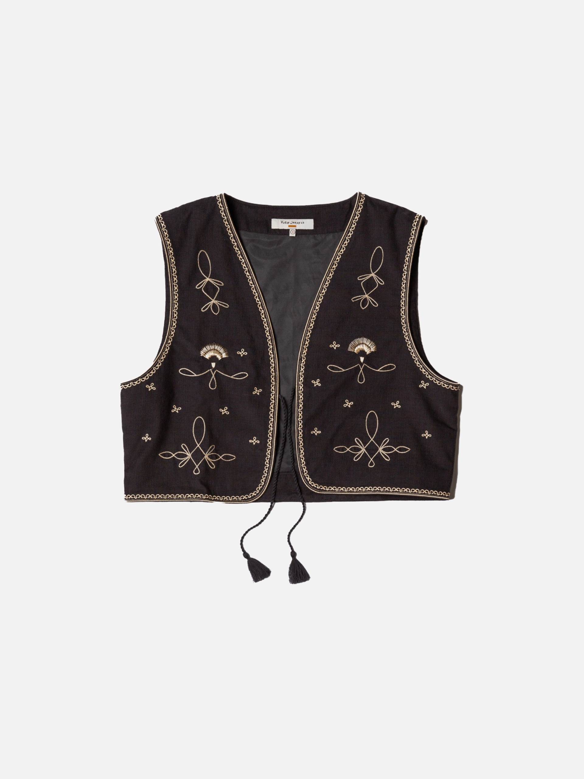 NUDIE JEANS Vera Embroidered Vest Black - Prime Timers