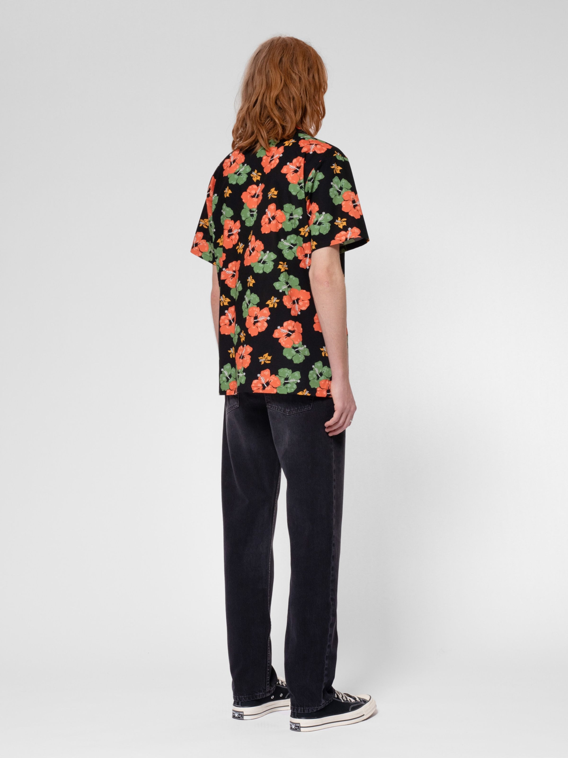 NUDIE JEANS Arvid Flower Hawaii Shirt Black - Prime Timers