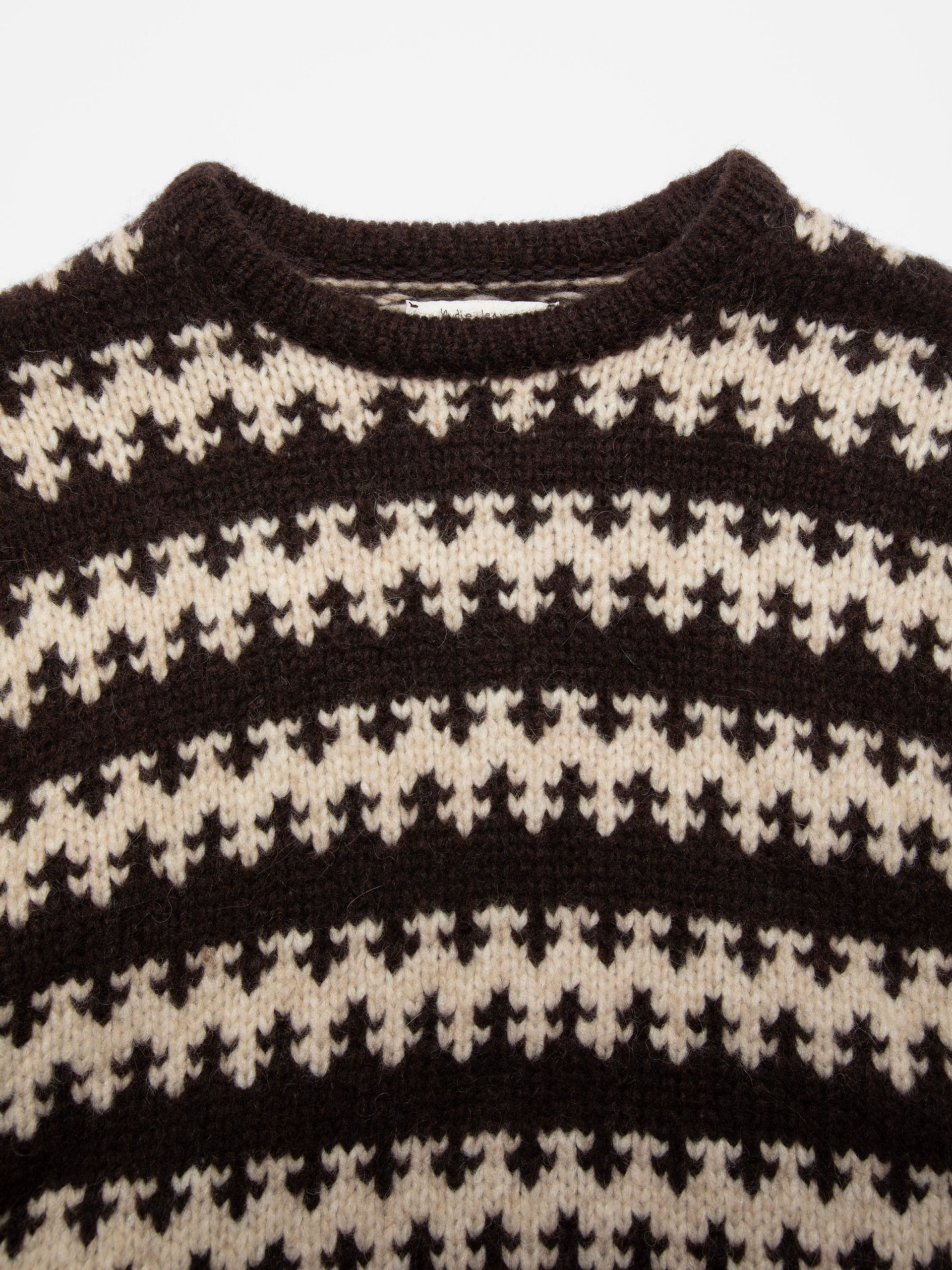 NUDIE JEANS Gerd Fair Isle Alpaca Knit Brown/Beige - Prime Timers