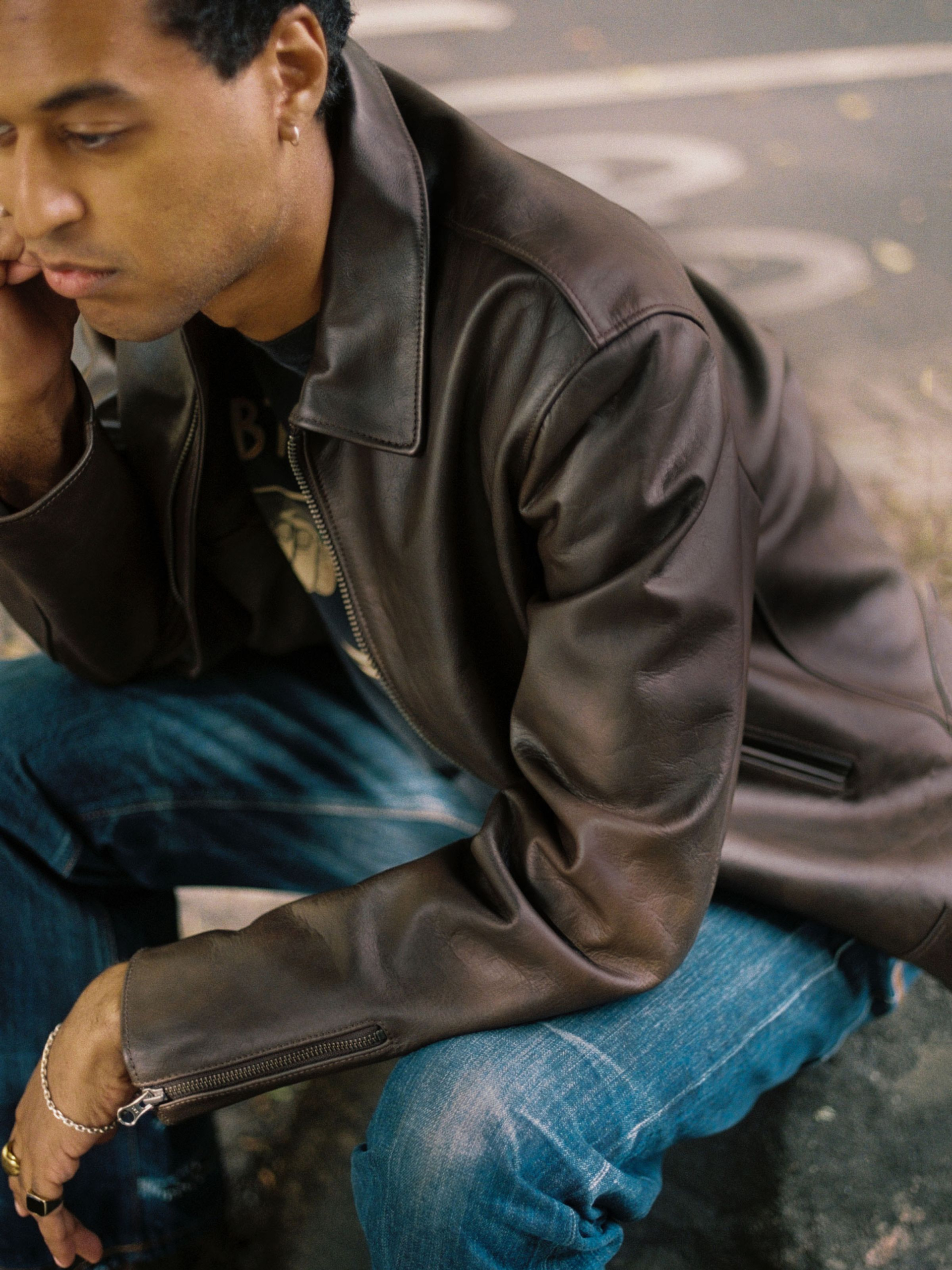 NUDIE JEANS Eddy Rider Leather Jacket Brown - Prime Timers