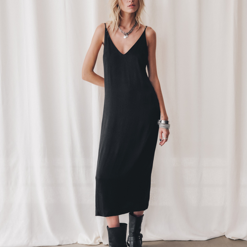 ☆MIKUTA☆ The Black Long Silk Slip Dress MIKUTA | The Black Long Silk Slip Dress